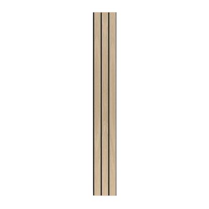 I-Wood Medio+ 3-lamel akustikpanel, hvid olieret, sort filt og sort kerne, egefiner, 17 x 300 mm
