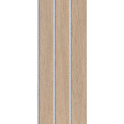 I-Wood Medio+ 3-lamel akustikpanel, ubehandlet natur, grå filt og lys kerne, egefiner, 16 x 300 mm