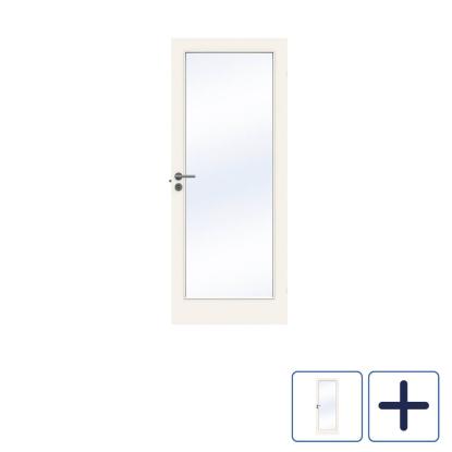 Swedoor Stable GW1 massiv glat dør med glas, 40 mm, hvid - 204 cm høj