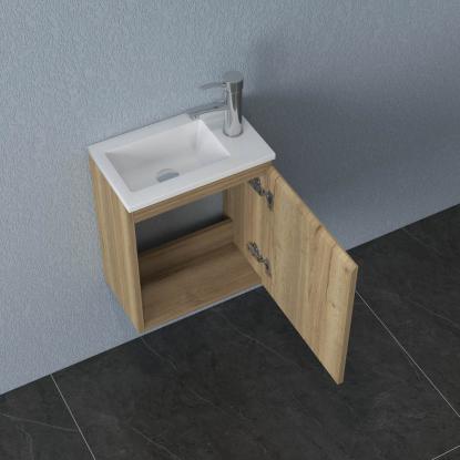 Nortiq Pisa One-Box badmøbel med vask og spejl, halifax eg, 40,2 cm