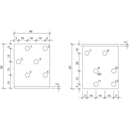 SIMA vinkelbeslag M3, pregalvaniseret, 50 x 50 x 2,0 x 40 mm