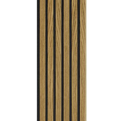 I-Wood Basic Original akustikpanel, brun olieret, sort filt og lys kerne, egefiner, 16 x 300 mm 