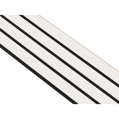 I-Wood Basic 4-lamel akustikpanel, hvidmalet, sort filt og lys kerne, folie, 16 x 300 mm 