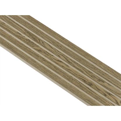 I-Wood Basic Original akustikpanel, mørkebrun olieret, beige filt og lys kerne, egefiner, 16 x 300 mm 