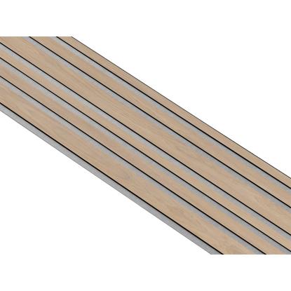 I-Wood Basic Mixed akustikpanel, ubehandlet natur, grå filt og sort kerne, egefiner, 17 x 300 mm 