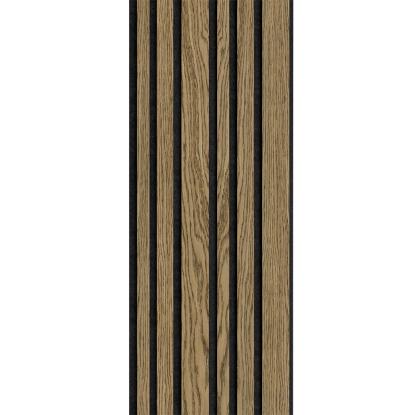 I-Wood Medio+ Mixed akustikpanel, mørkebrun olieret, sort filt og sort kerne, egefiner, 17 x 300 mm