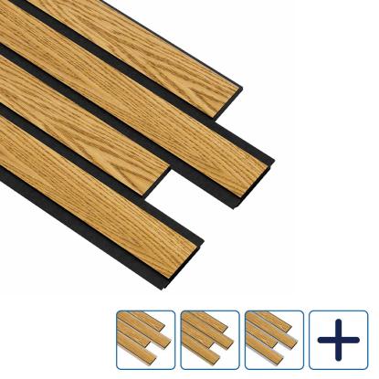 I-Wood Pro+ I-Lock 4-lamel akustikpanel, brun olieret, sort kerne, egefiner, 16 x 300 x 2400 mm