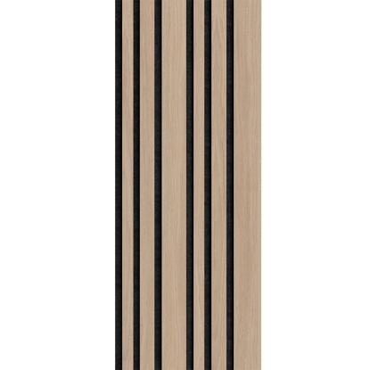 I-Wood Medio+ Mixed akustikpanel, ubehandlet natur, sort filt og lys kerne, egefiner, 16 x 300 mm