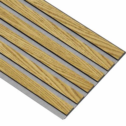 I-Wood Basic Original akustikpanel, brun olieret, grå filt og sort kerne, egefiner, 17 x 300 mm 