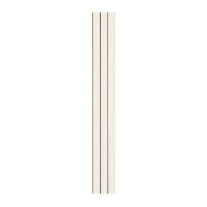 I-Wood Medio+ 3-lamel akustikpanel, hvidmalet, brun filt og lys kerne, folie, 16 x 300 mm