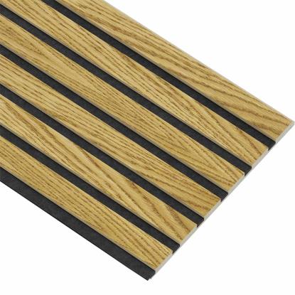I-Wood Medio+ Original akustikpanel, brun olieret, sort filt og lys kerne, egefiner, 16 x 300 mm