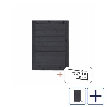 PLUS Klink enkeltlåge inkl. sorte beslag, vendbar, sort, 100 cm