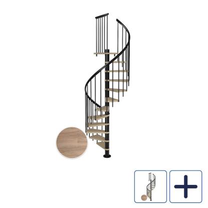 DOLLE Montreal CLASSIC 3 spindeltrappe, Ø120 cm, sort/hvidolieret eg
