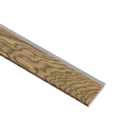 I-Wood afslutningsliste til 3-lamel akustikpanel, mørkebrun olieret, grå filt og lys kerne, egefiner, 16 x 92 mm