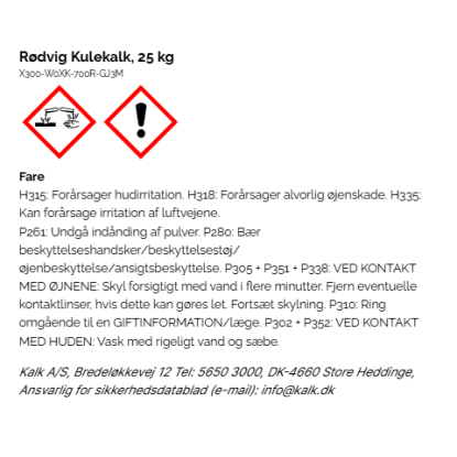 KALK Rødvig kulekalk i spand, langtidslagret min. 5 år - 25 kg