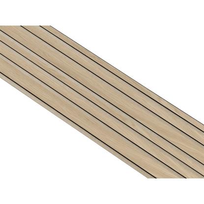 I-Wood Basic Mixed akustikpanel, hvid olieret, beige filt og sort kerne, egefiner, 17 x 300 mm 