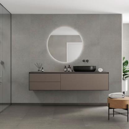 Fibo Cement vådrumspanel med 60 x 60 cm fliselook, 10 x 600 x 2400 mm, grey concrete extra matt