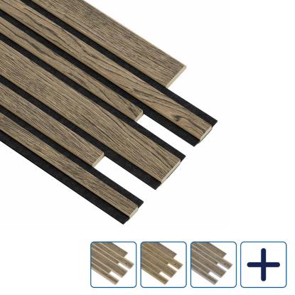 I-Wood Pro+ I-Lock Mixed akustikpanel, sort olieret, lys kerne, egefiner, 16 x 300 x 2400 mm