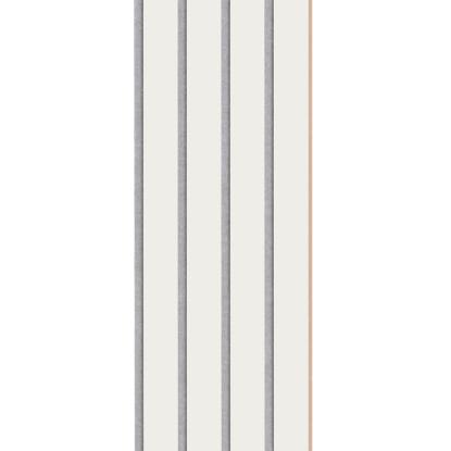 I-Wood Medio+ 4-lamel akustikpanel, hvidmalet, grå filt og lys kerne, folie, 16 x 300 mm