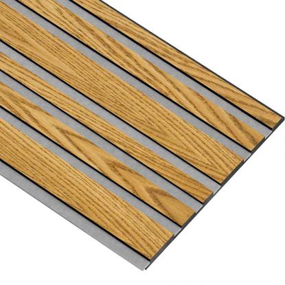I-Wood Medio+ Mixed akustikpanel, brun olieret, grå filt og sort kerne, egefiner, 17 x 300 mm