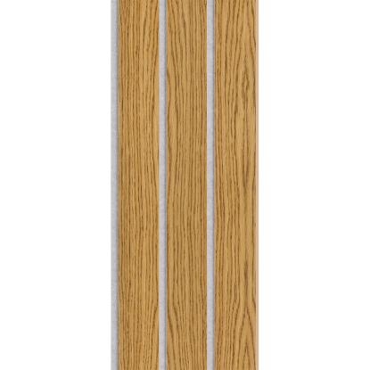 I-Wood Medio+ 3-lamel akustikpanel, brun olieret, grå filt og lys kerne, egefiner, 16 x 300 mm