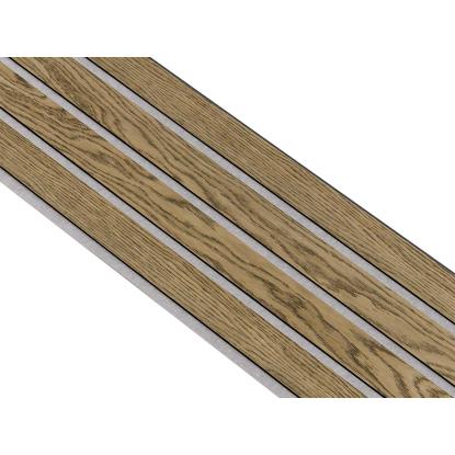 I-Wood Medio+ 4-lamel akustikpanel, mørkebrun olieret, grå filt og sort kerne, egefiner, 17 x 300 mm