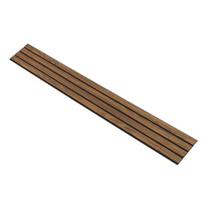 I-Wood Medio+ 4-lamel akustikpanel, klar olieret, sort filt og sort kerne, valnøddefiner, 17 x 300 mm
