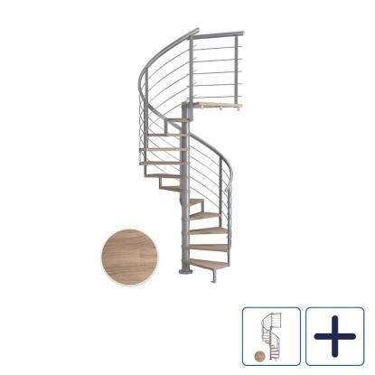 DOLLE Montreal DESIGN spindeltrappe, Ø140 cm, pearl grey/hvidolieret eg