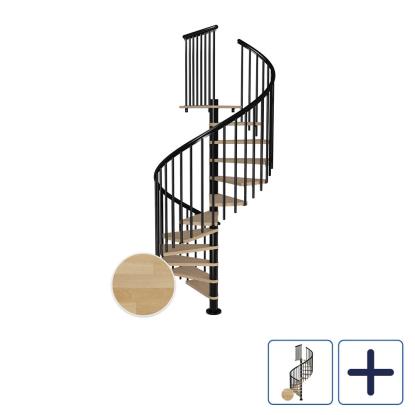 DOLLE Montreal CLASSIC 4 spindeltrappe, Ø160 cm, sort/olieret bøg
