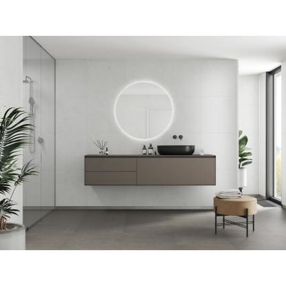 Fibo Stone vådrumspanel med 60 x 60 cm fliselook, 10 x 600 x 2400 mm, white marble silk