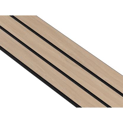 I-Wood Basic 3-lamel akustikpanel, ubehandlet natur, sort filt og sort kerne, egefiner, 17 x 300 mm 