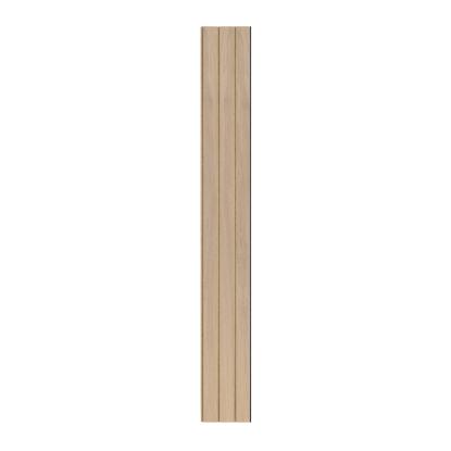 I-Wood Medio+ 3-lamel akustikpanel, ubehandlet natur, brun filt og sort kerne, egefiner, 17 x 300 mm