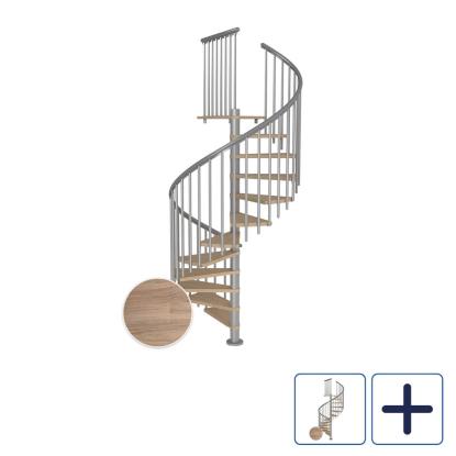 DOLLE Montreal CLASSIC 4 spindeltrappe, Ø160 cm, pearl grey/hvidolieret eg