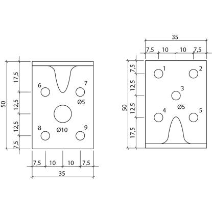 SIMA vinkelbeslag S35 PL med rib, pregalvaniseret, 50 x 50 x 1,5 x 35 mm