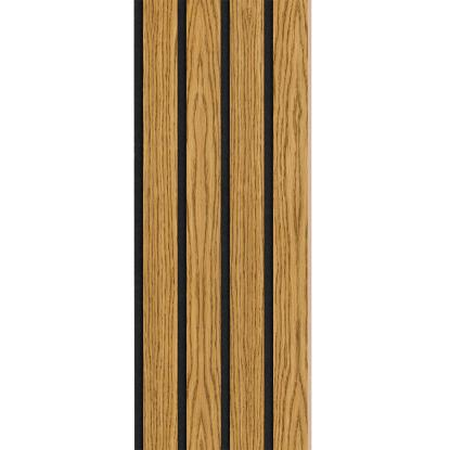 I-Wood Basic 4-lamel akustikpanel, brun olieret, sort filt og lys kerne, egefiner, 16 x 300 mm 