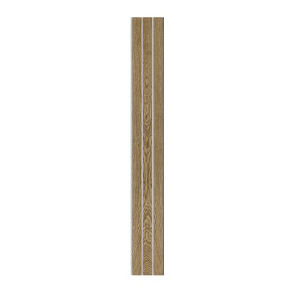 I-Wood Medio+ 3-lamel akustikpanel, mørkebrun olieret, grå filt og sort kerne, egefiner, 17 x 300 mm