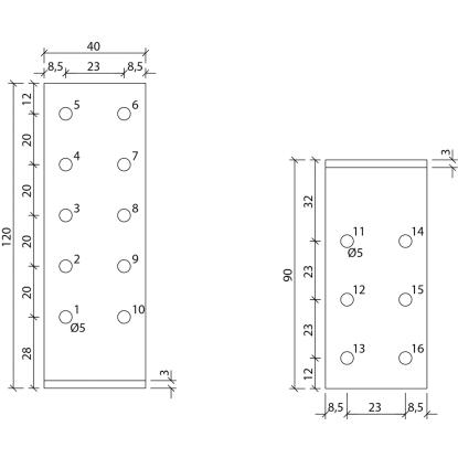 SIMA vinkelbeslag V16, pregalvaniseret, 120 x 90 x 4,0 x 40 mm