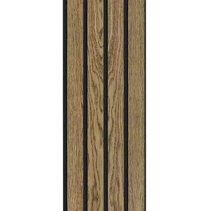 I-Wood Basic 4-lamel akustikpanel, mørkebrun olieret, sort filt og sort kerne, egefiner, 17 x 300 mm 