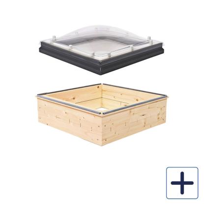 VELUX Commercial ovenlyskuppel med fast karm og 4-lags akryl