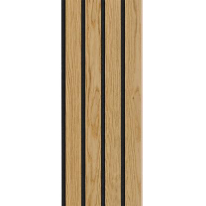 I-Wood Basic 4-lamel akustikpanel, klar olieret, sort filt og lys kerne, egefiner, 16 x 300 mm 