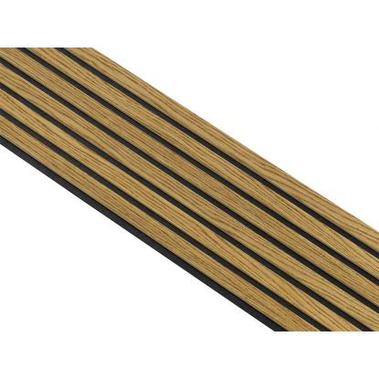 I-Wood Medio+ Original akustikpanel, brun olieret, sort filt og lys kerne, egefiner, 16 x 300 mm