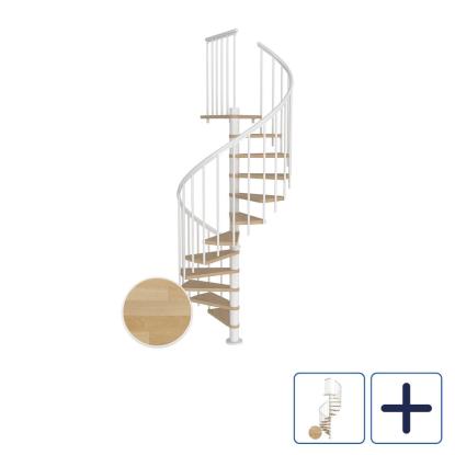 DOLLE Montreal CLASSIC 3 spindeltrappe, Ø140 cm, hvid/olieret bøg