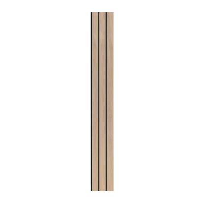 I-Wood Medio+ 3-lamel akustikpanel, ubehandlet natur, sort filt og lys kerne, egefiner, 16 x 300 mm