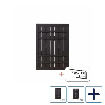 PLUS Rustik enkeltlåge inkl. sorte beslag, sort, 100 cm
