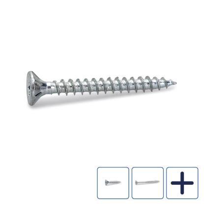 FAST spånskrue med undersænket hoved, elforzinket, 6,0 mm - 100 stk.