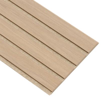I-Wood Medio+ 4-lamel akustikpanel, ubehandlet natur, beige filt og lys kerne, egefiner, 16 x 300 mm