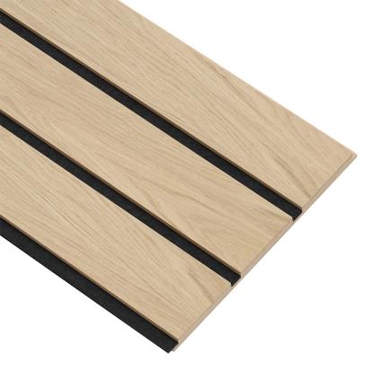 I-Wood Basic 3-lamel akustikpanel, hvid olieret, sort filt og lys kerne, egefiner, 16 x 300 mm 