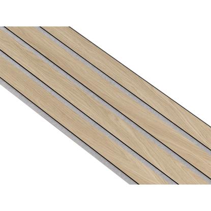 I-Wood Medio+ 4-lamel akustikpanel, hvid olieret, grå filt og sort kerne, egefiner, 17 x 300 mm
