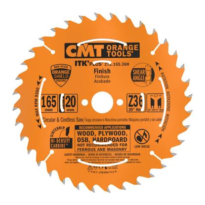 CMT rundsavsklinge til træ, Z36 W, Ø165 x 1,7 x 20 mm