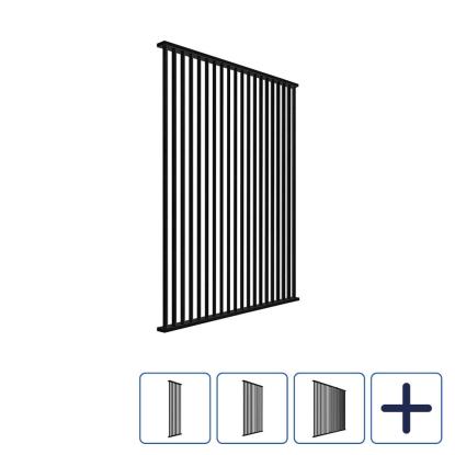 I-Wood DivideWall skråtstillet rumdeler med top- & bundprofil og lameller, sortmalet, MDF med egefinér